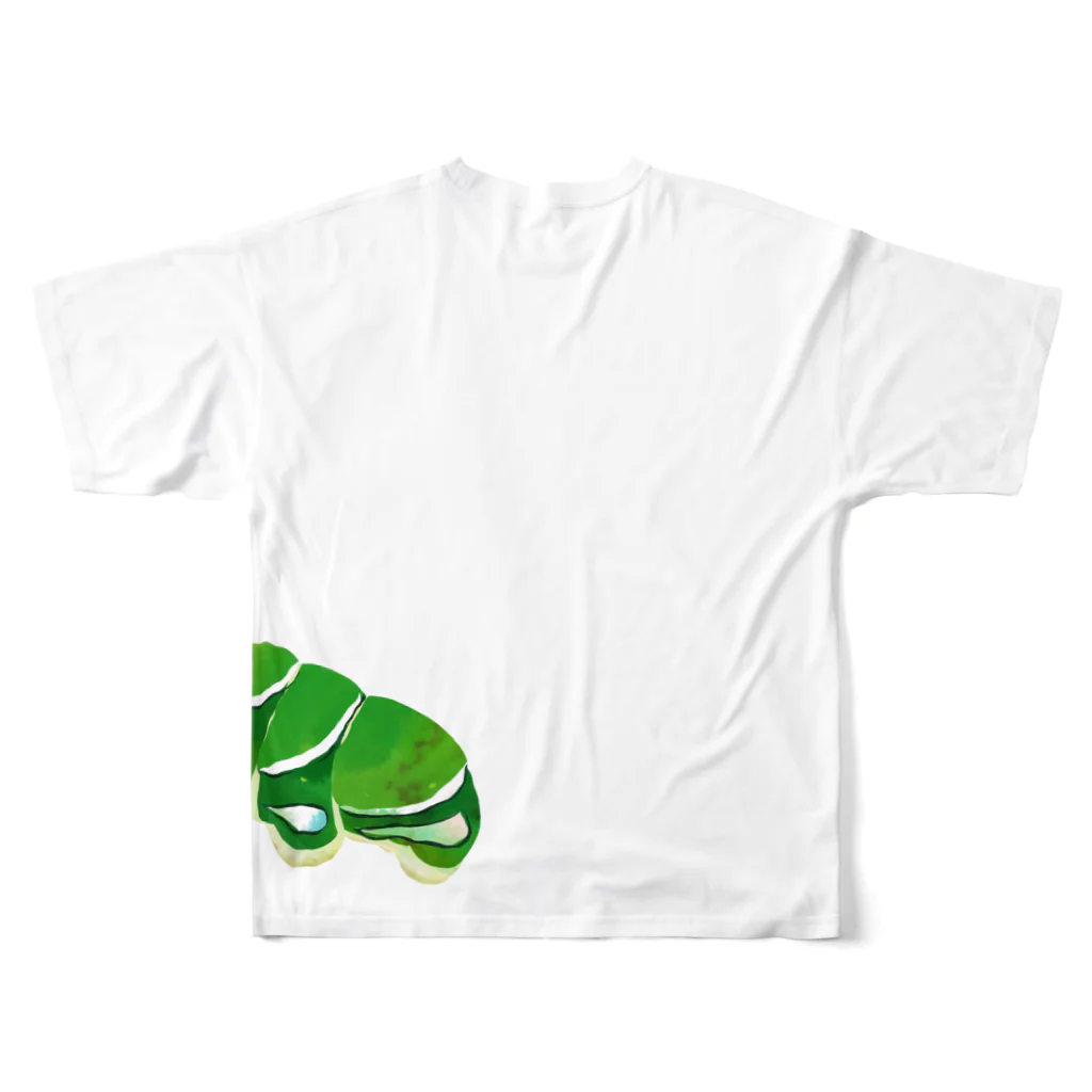 ShikakuSankakuのナミアゲハの幼虫(両面) フルグラフィックTシャツの背面