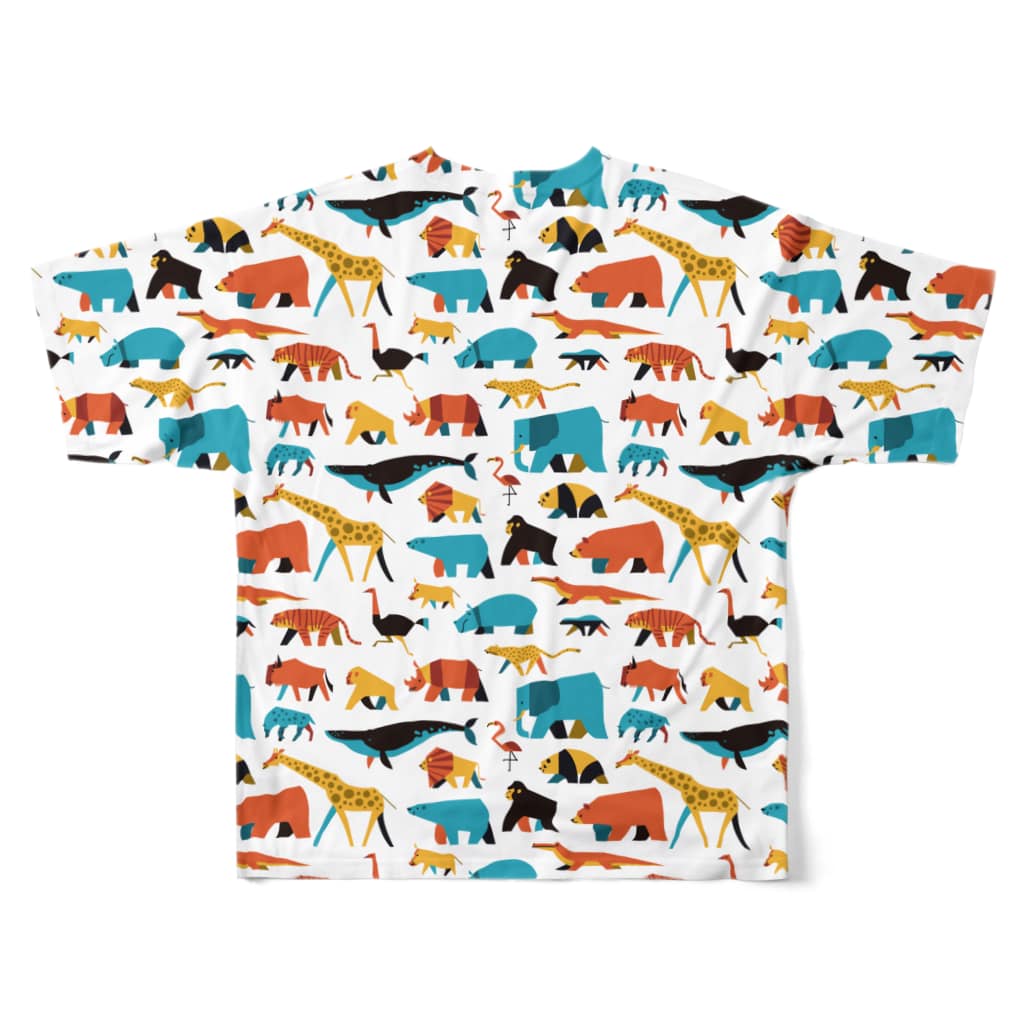 サタケシュンスケ｜イラストレーターのWalking animals All-Over Print T-Shirt :back