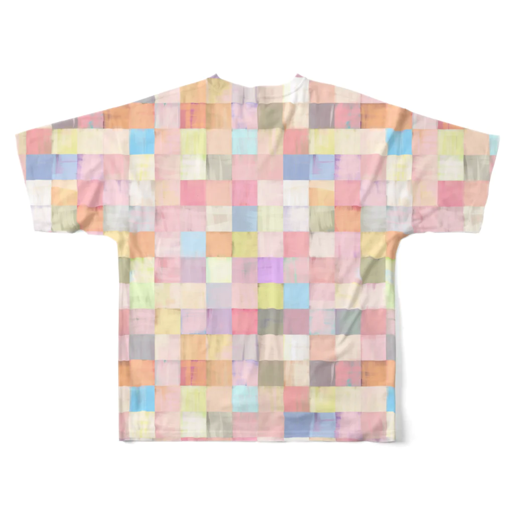 鹿百貨店の油彩パッチワーク(パステル) All-Over Print T-Shirt :back