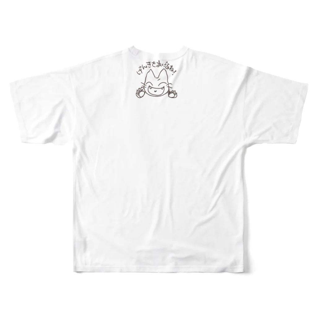 せきね まりのの人間をみまもるねこ(元気をあげる！ All-Over Print T-Shirt :back