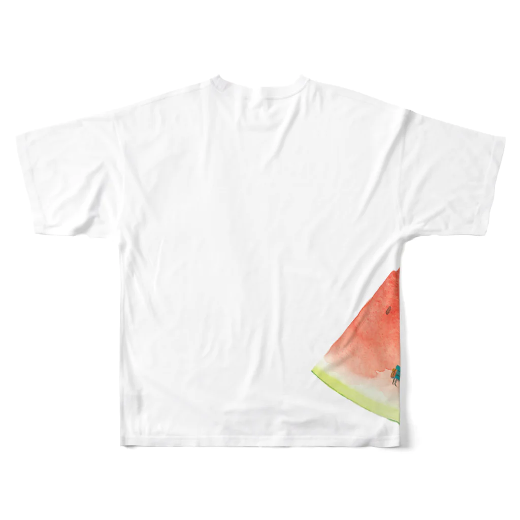 isshiki mayumiのスイカ登山Tシャツフルグラフィック All-Over Print T-Shirt :back