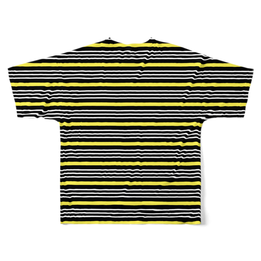 many many stripes.のボーダー1　黒 フルグラフィックTシャツの背面