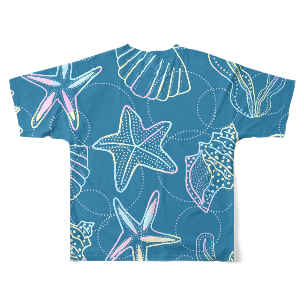 のぐちさきのshells(セルリアンブルー×オーロラ) All-Over Print T-Shirt :back