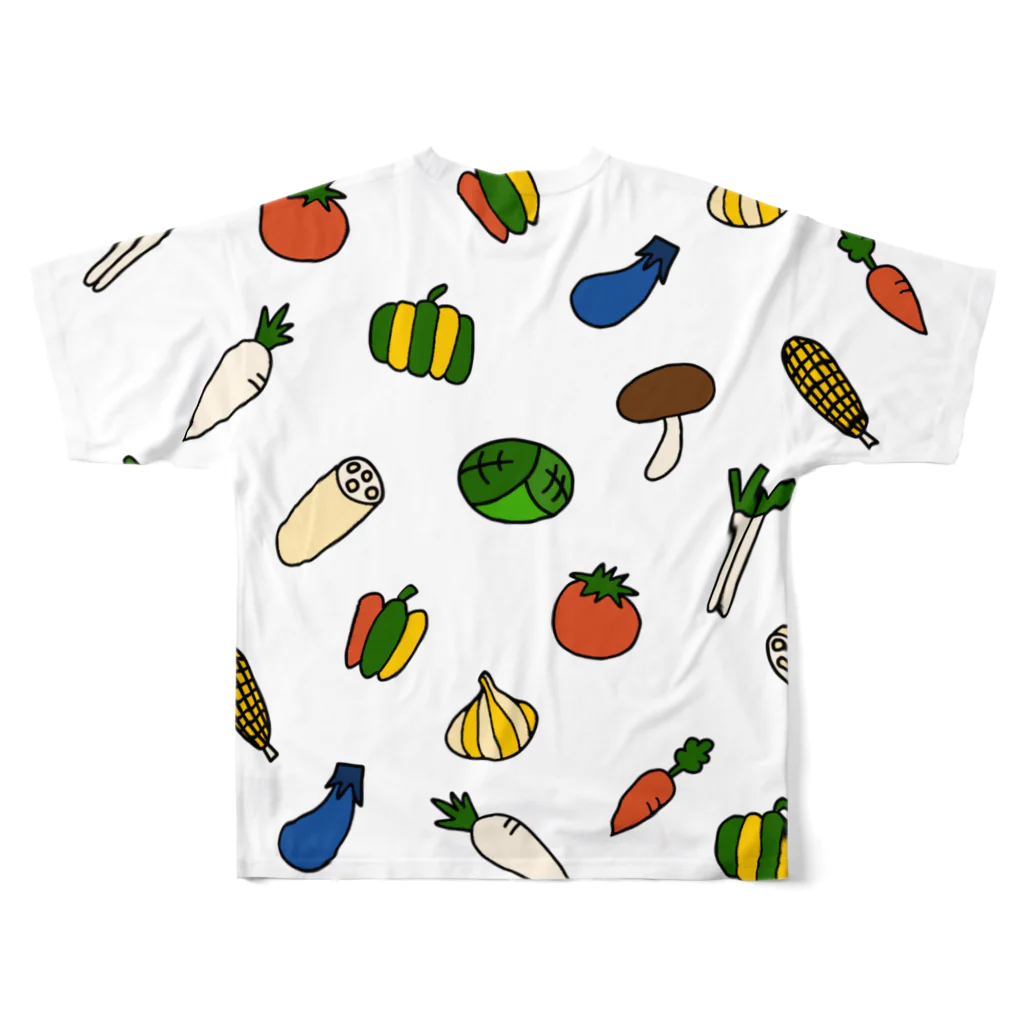 麦畑の野菜イラストvegetable フルグラフィックTシャツの背面