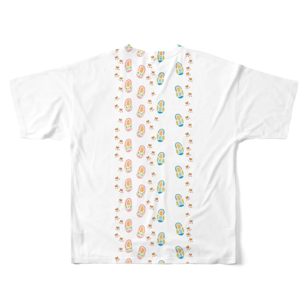 ぴより子のおみせのふたりのあしあと（縦） All-Over Print T-Shirt :back