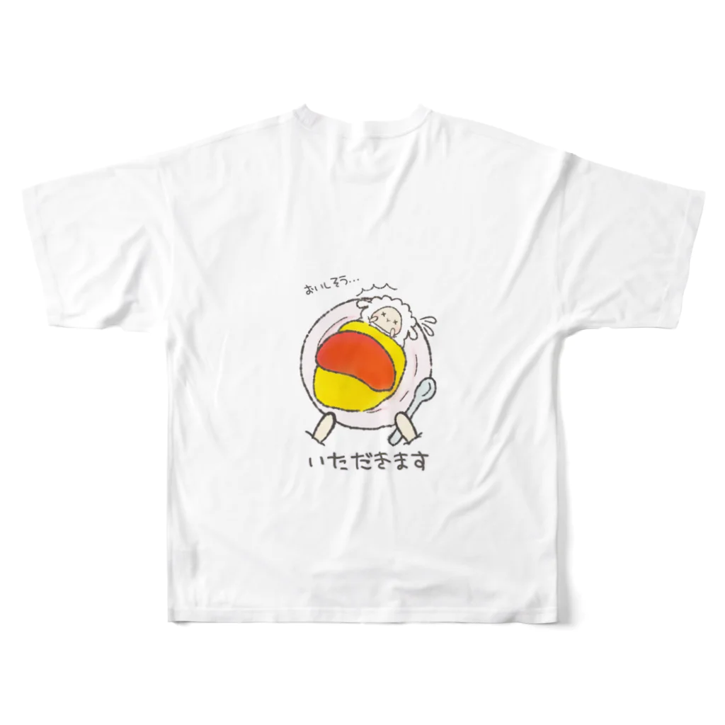 もふもふひつじ 憩いの広場のもふもふひつじ ランチタイム All-Over Print T-Shirt :back