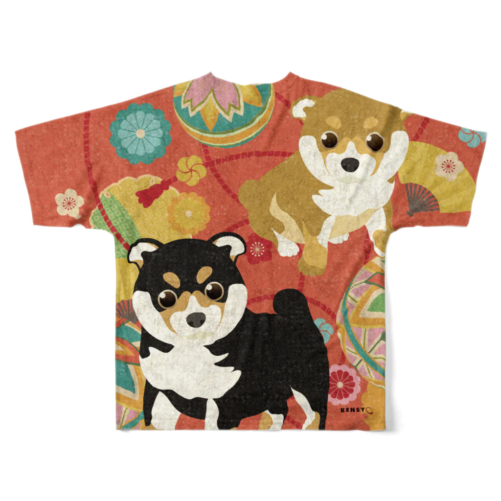 KENSYOイラストレーションのKENSYO vol.107 「柴犬」 Tシャツ フルグラフィックTシャツの背面