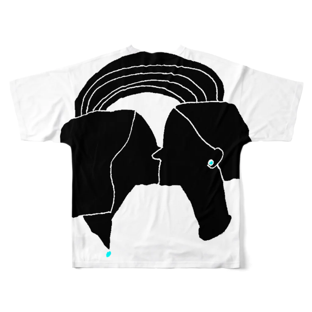 happinessのL kiss - Black All-Over Print T-Shirt :back