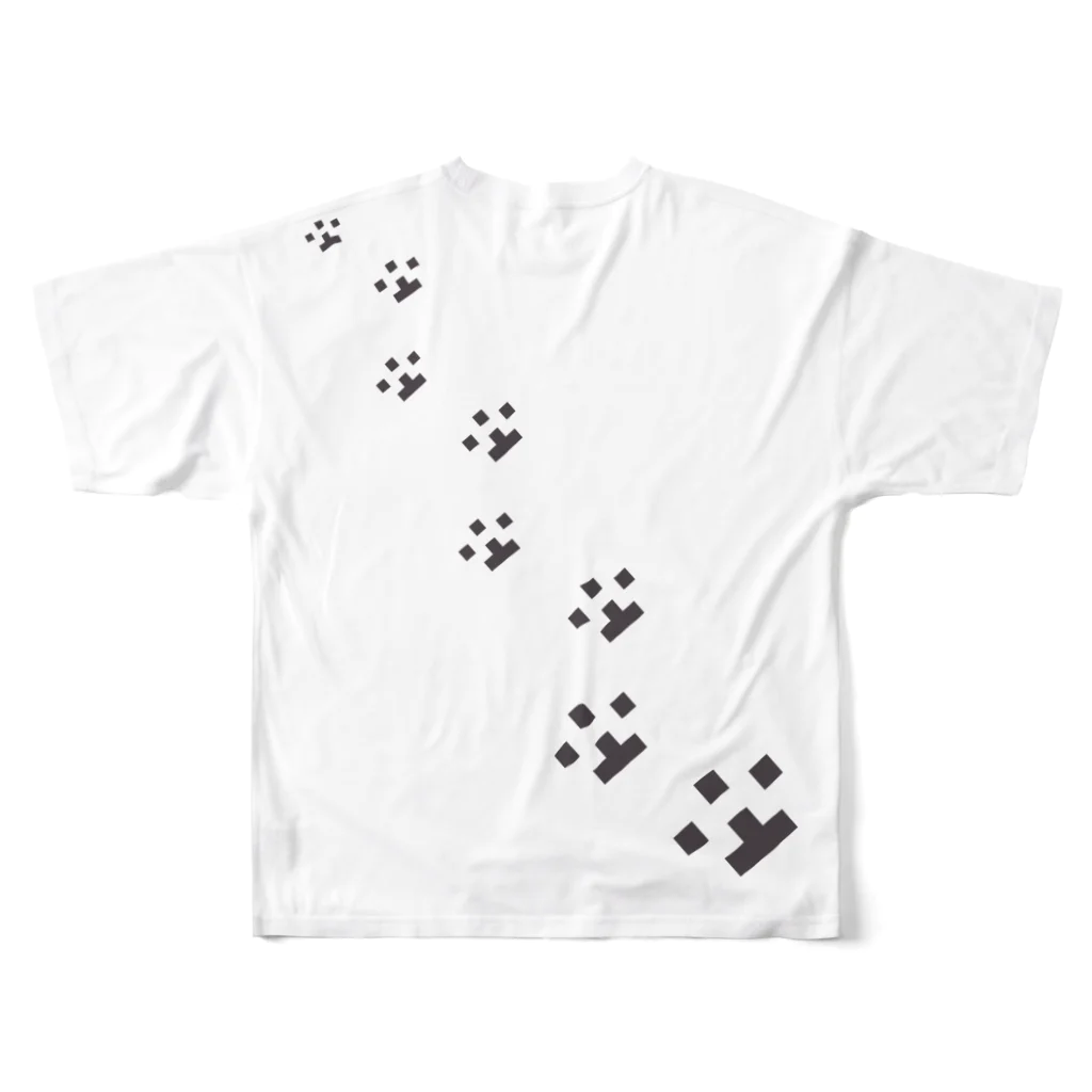 ドットデザインのパジャドットのカクカク猫のTシャツA All-Over Print T-Shirt :back