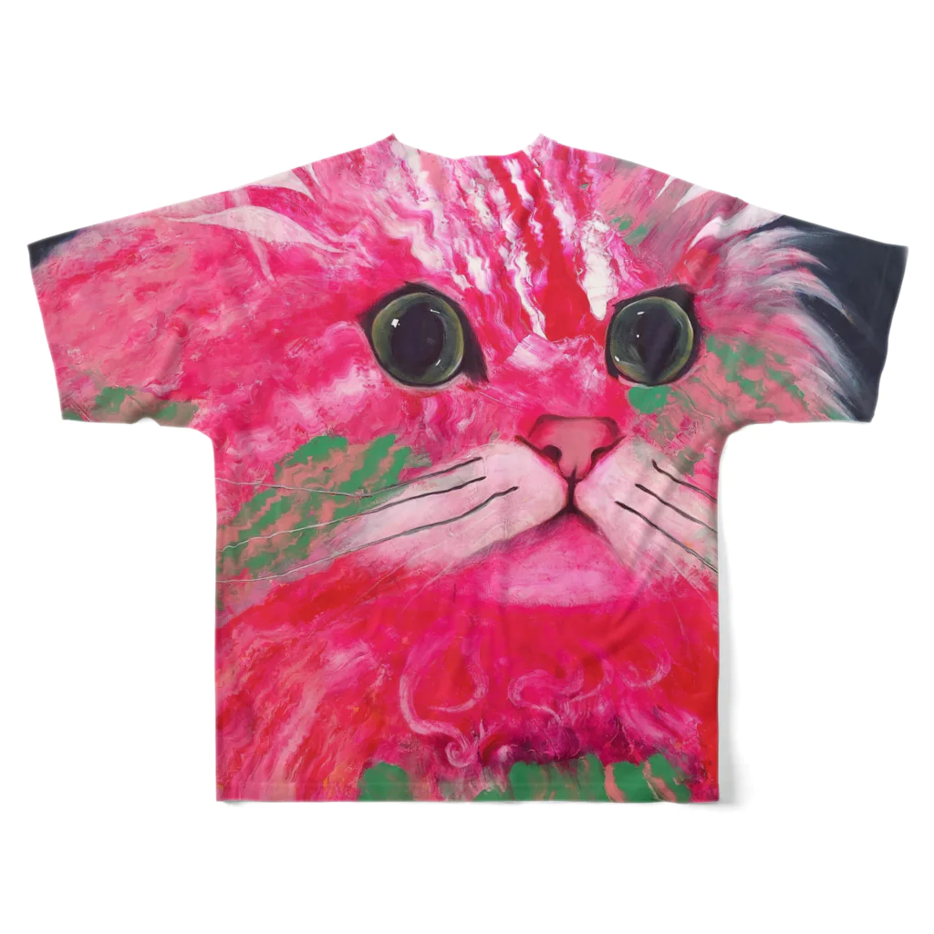 Ange Fleur （アンジュフルール）のRhodonite Cat（ロードナイト キャット） All-Over Print T-Shirt :back