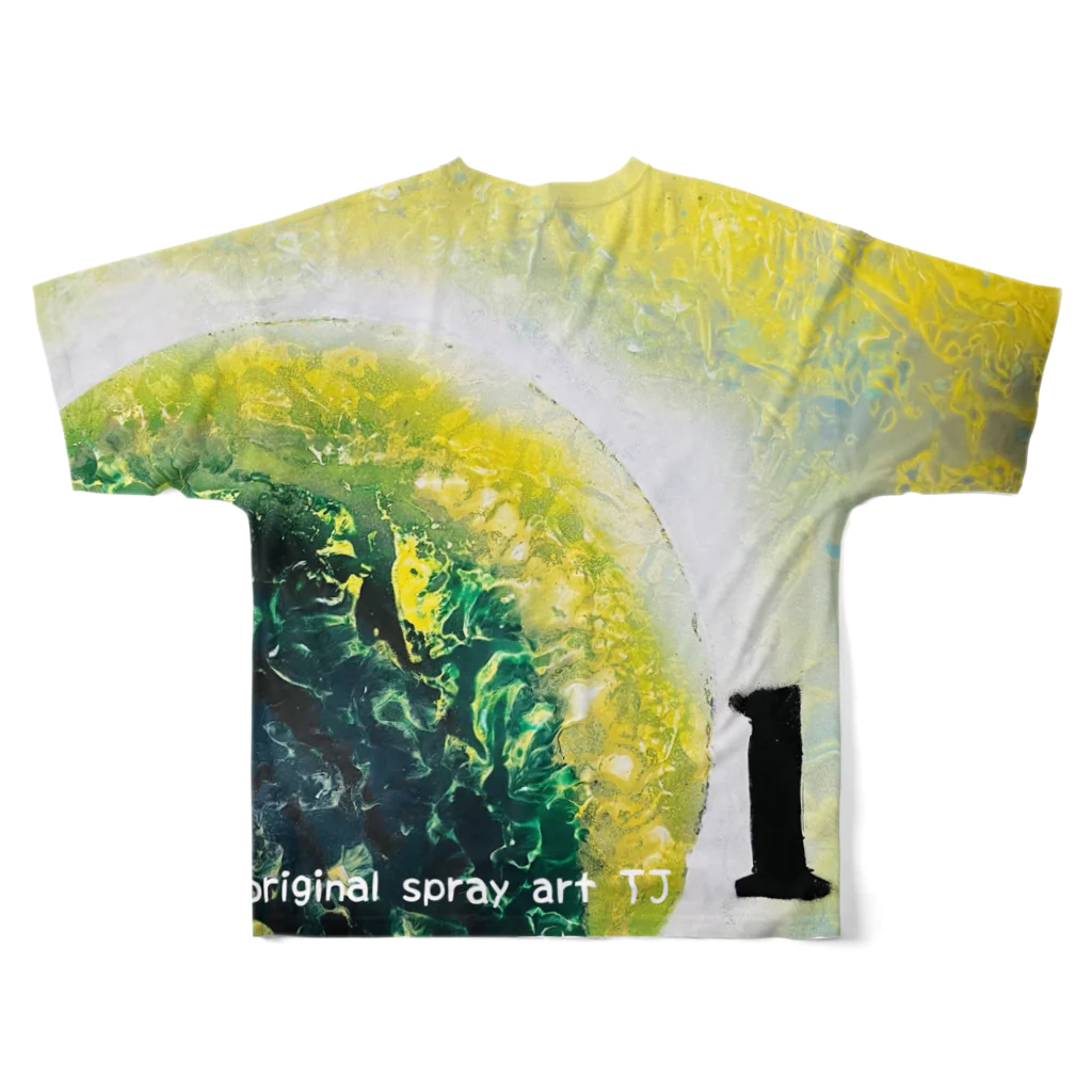 小さな宇宙工房おっちーの【NO.16 anti-aging 〜original spray art〜】 All-Over Print T-Shirt :back