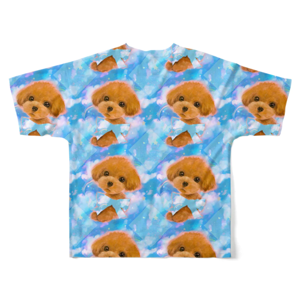 NORIMA'S SHOP のかわいいトイプードルの子犬と夢かわいい雲のイラスト フルグラフィックTシャツの背面