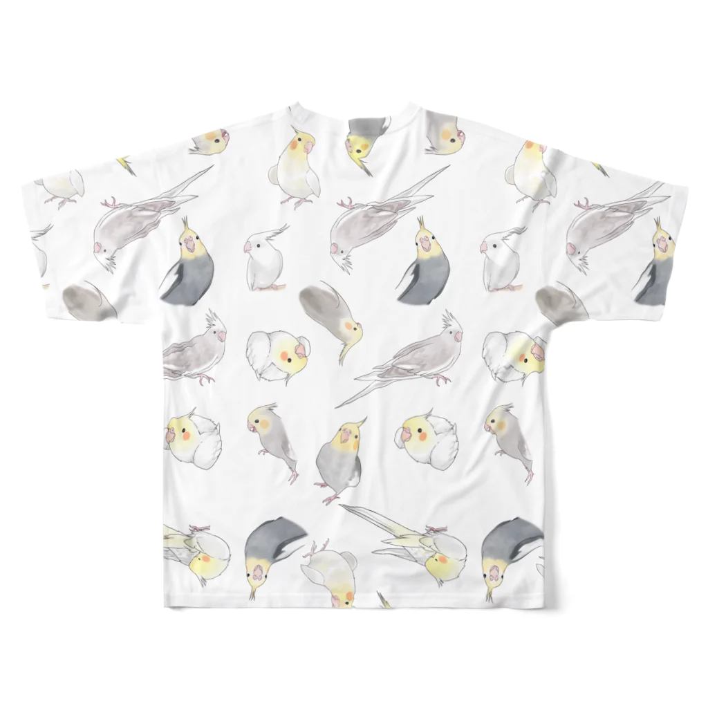 まめるりはことりのたっぷりオカメインコちゃん【まめるりはことり】 フルグラフィックTシャツの背面