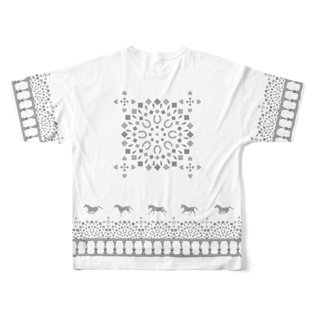 モノツクルヒト　Fuku～ふく～のモロッカン駈歩グレーS、Mサイズ All-Over Print T-Shirt :back
