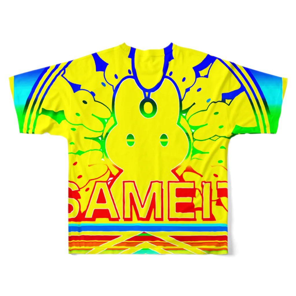 ✨🌈✨ユラクラカン🇯🇵 ✨🌈✨の🌟🌈USAMEITA! rainbow🌟yellow gold🌈🌟 フルグラフィックTシャツの背面