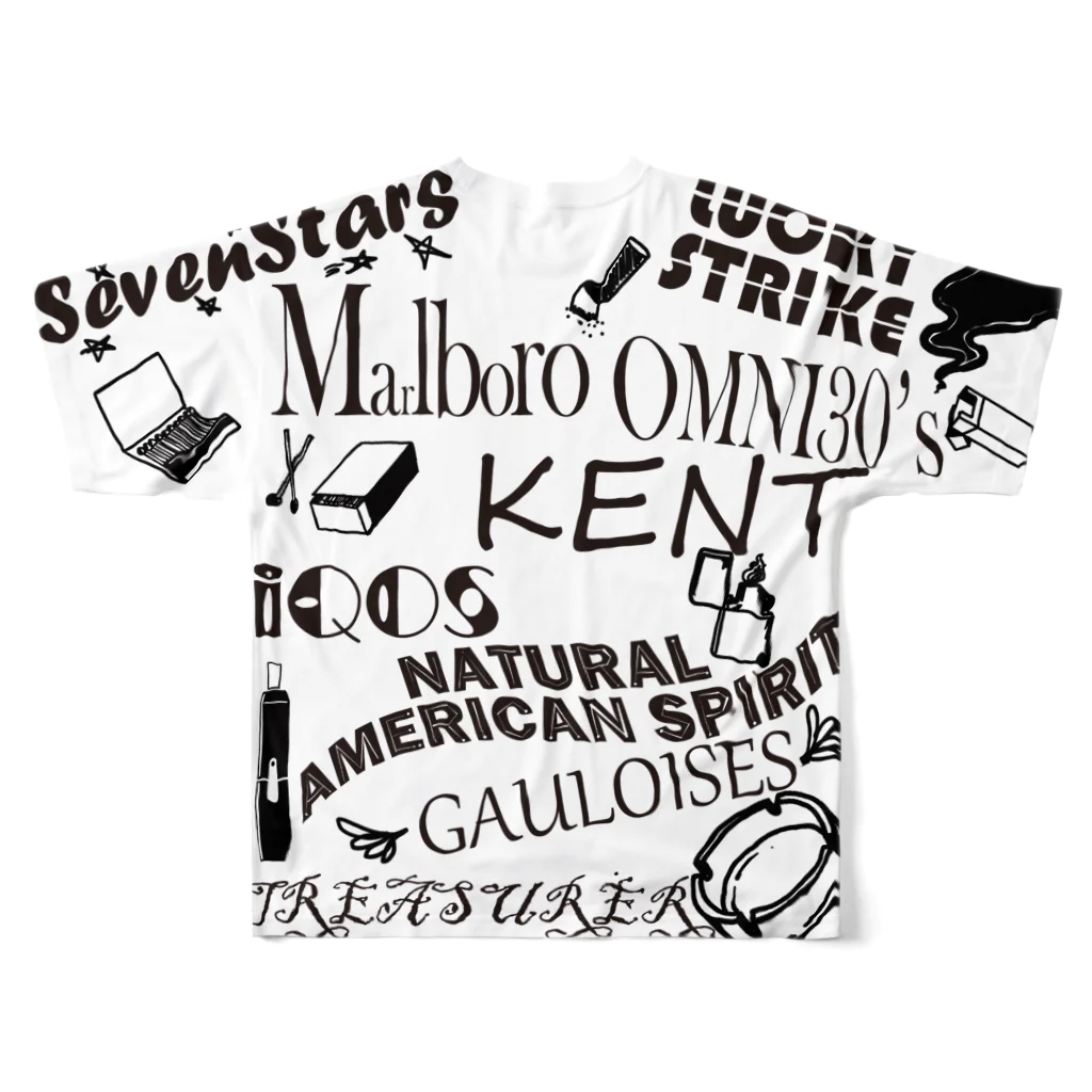 SAKEKASUYANIKASUのSMOKING_S All-Over Print T-Shirt :back