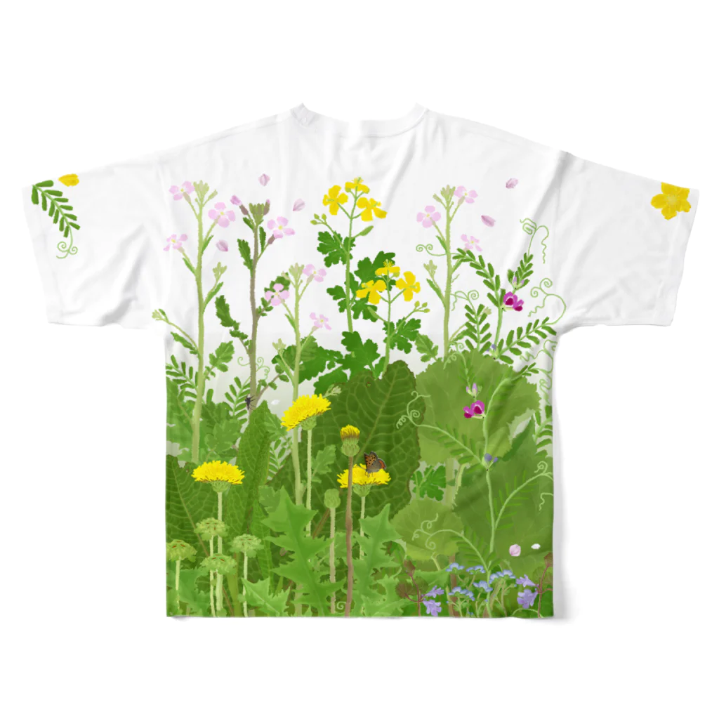 雁花工房（寄付アイテム販売中です）の「Sサイズ専用」春の野原 All-Over Print T-Shirt :back