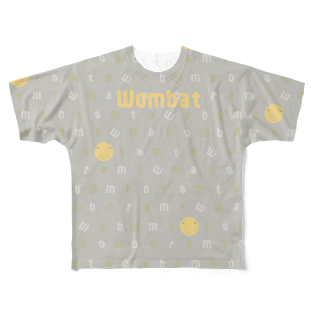 アマイ＝ウマイのウォンバット総柄 フルグラフィックTシャツ