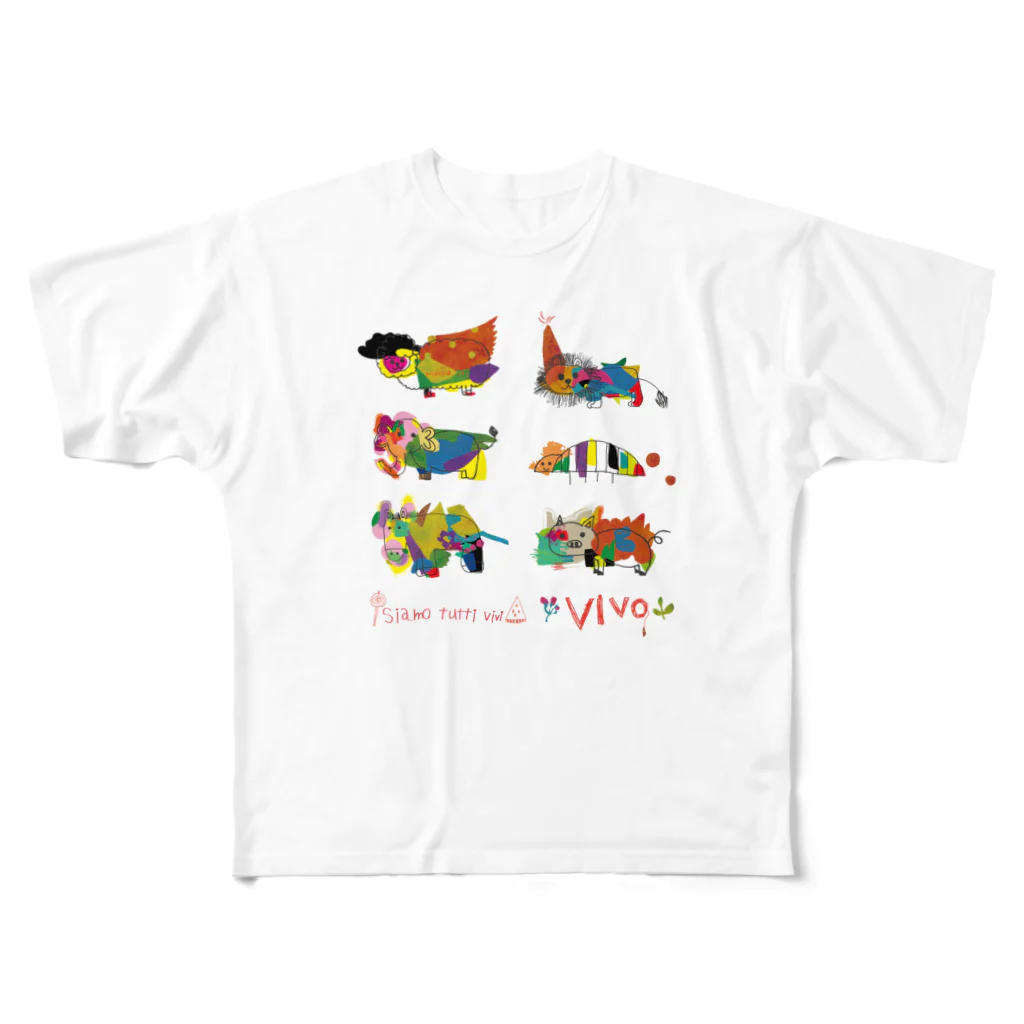 iki.mushinoのどうぶつたち。（Tシャツは裏表プリント） All-Over Print T-Shirt