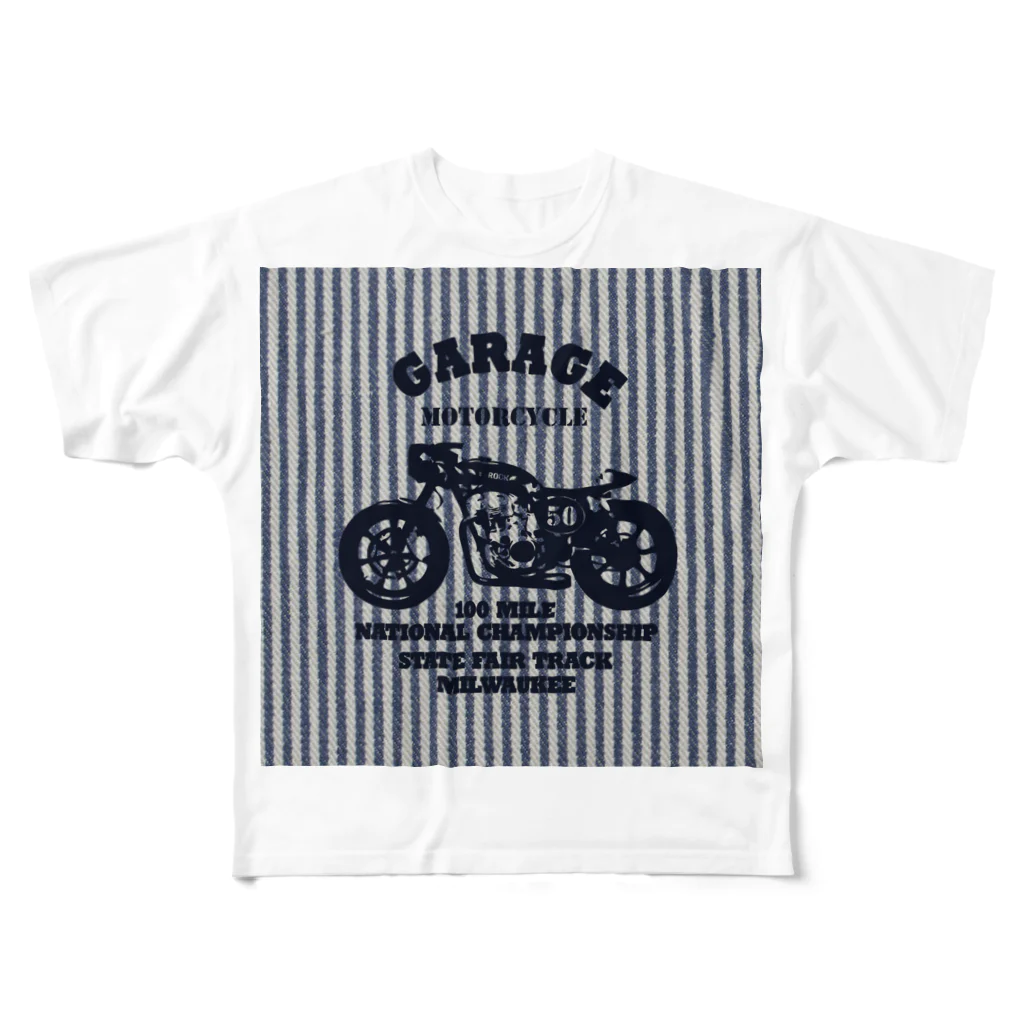 キッズモード某の武骨なバイクデザイン(ヒッコリー) All-Over Print T-Shirt