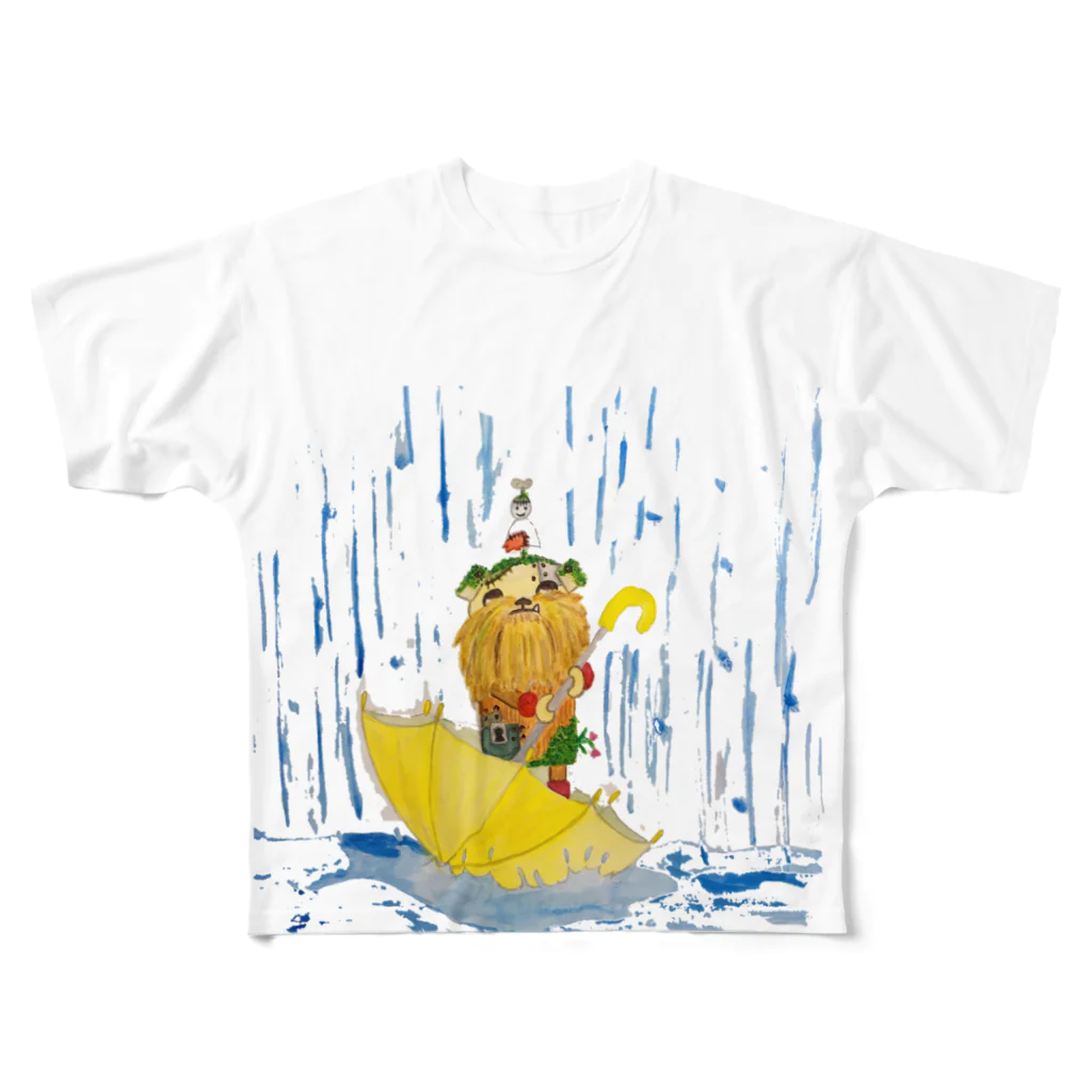 ねこぜや のグリちゃんと雨 All-Over Print T-Shirt