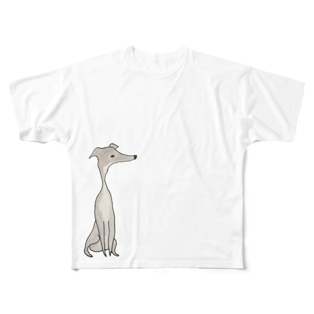 ねこぜや のグレイハウンドのグレイ All-Over Print T-Shirt