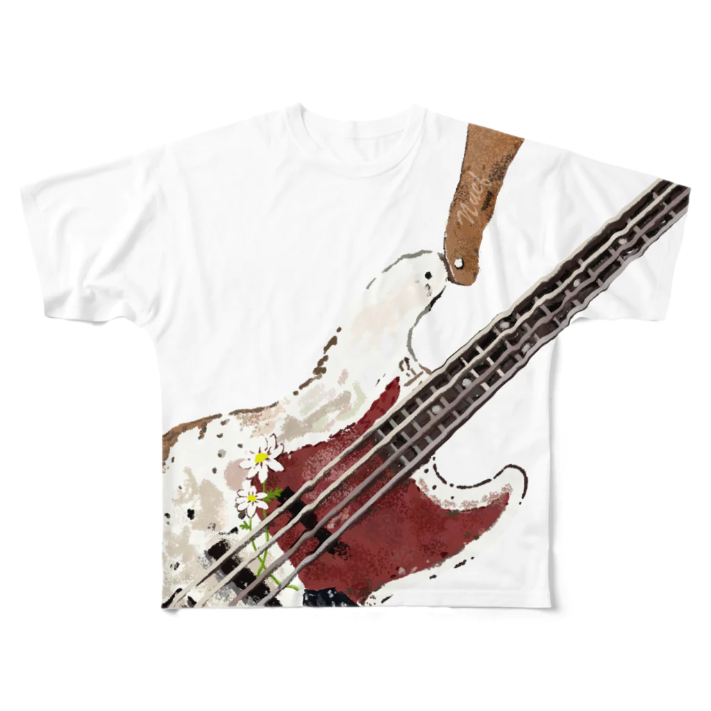 monetのOld Jazz Bass フルグラフィックTシャツ