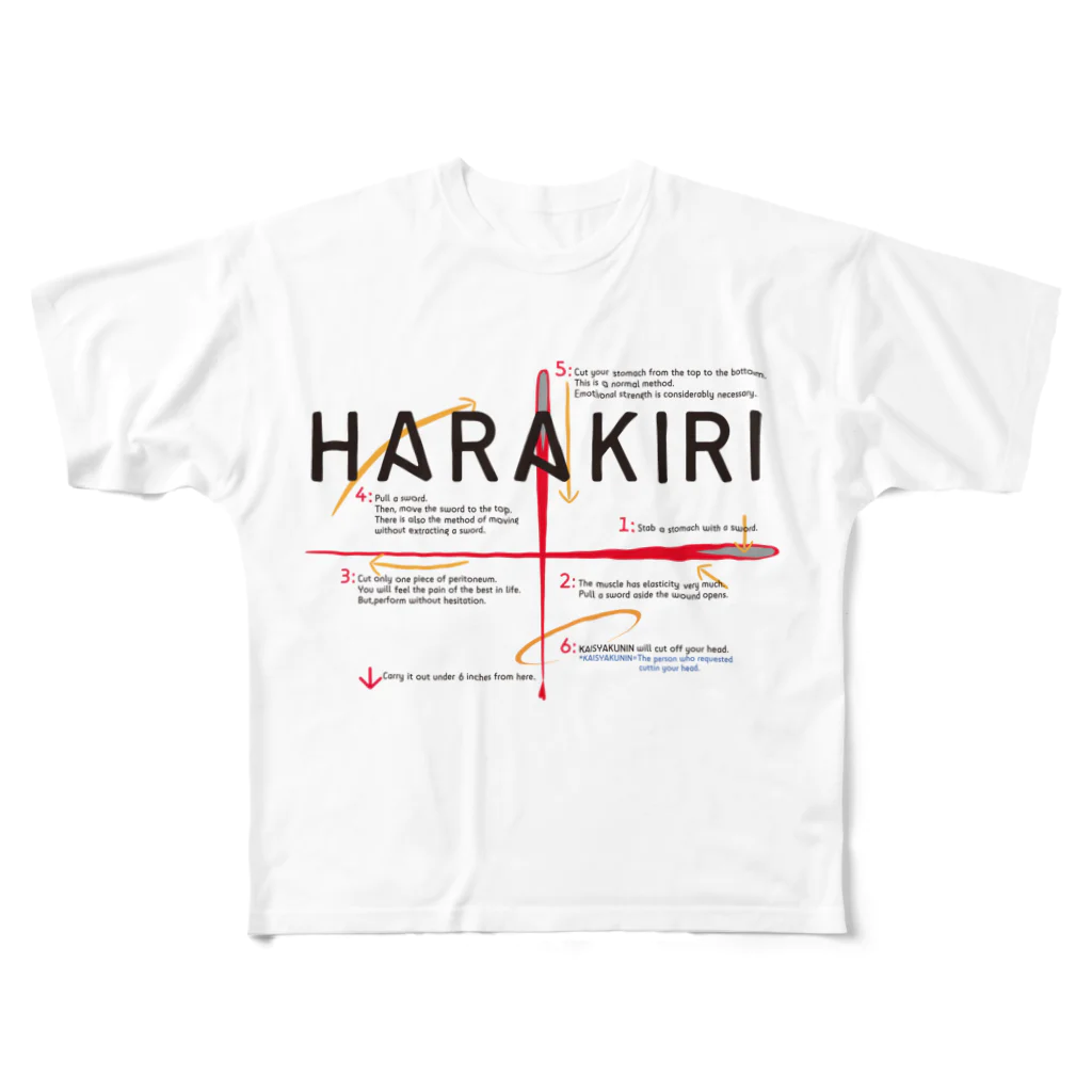 石田 汲の腹切りマニュアル フルグラフィックTシャツ