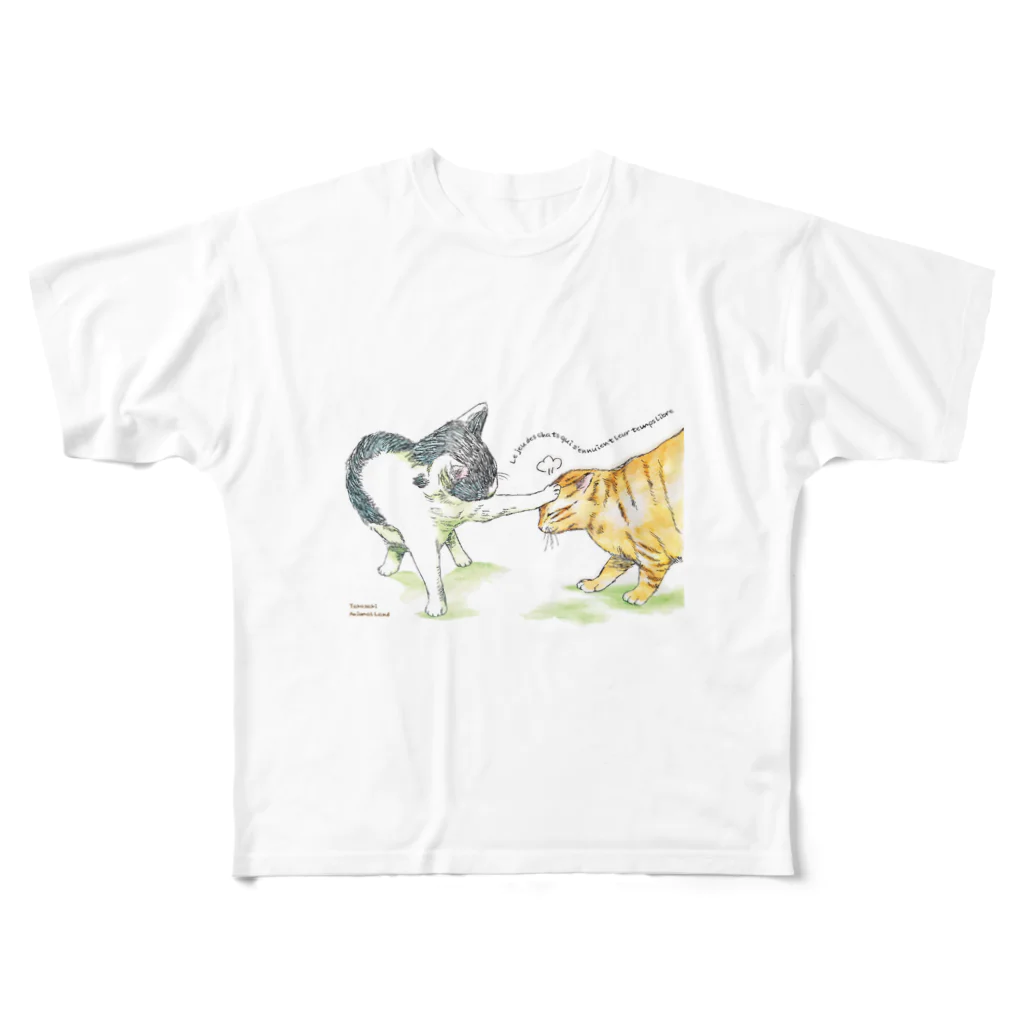 高崎アニマルランドの暇を持て余した猫たちの遊び フルグラフィックTシャツ