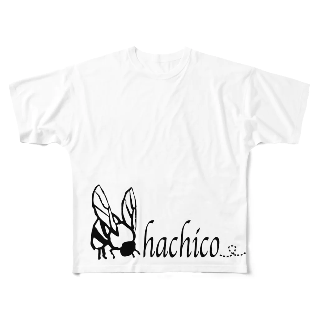 HACHICOのHACHICOミツバチ フルグラフィックTシャツ