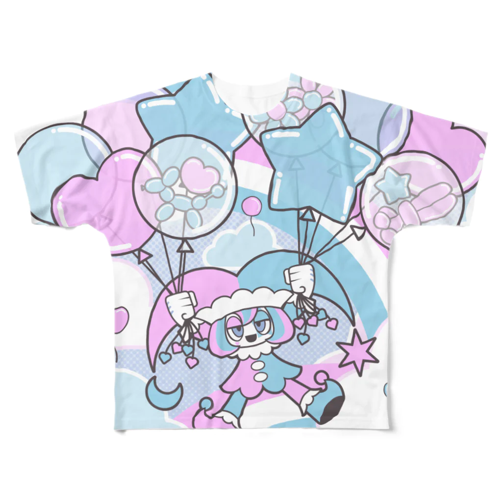 NAOTOONS SHOP SUZURI支店のFloating on a Balloon All-Over Print T-Shirt