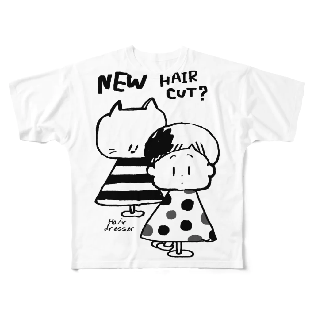 egu shopのびようしさん（白黒） フルグラフィックTシャツ