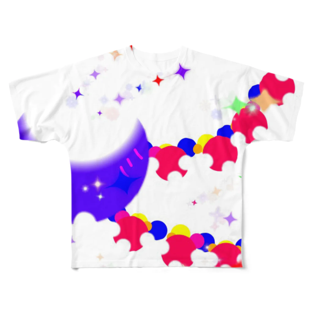 ノラうさきゅん☆のキラキラ輝く不思議な形 フルグラフィックTシャツ