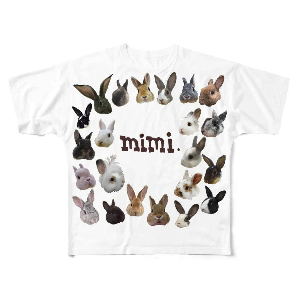 うさかふぇmimiSHOPのたちみみ主義 All-Over Print T-Shirt