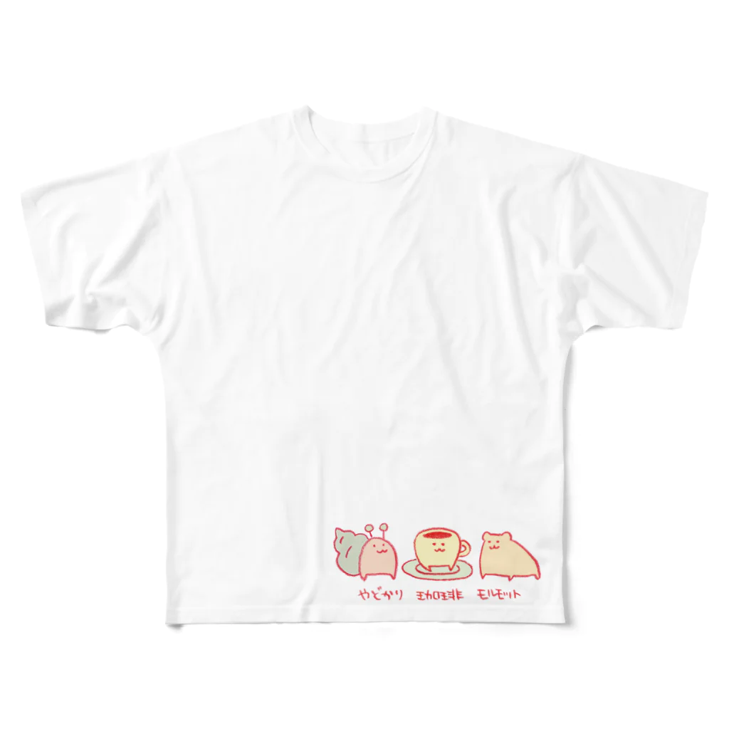 Three.Pieces.Pictures.Itemの｢やどかり珈琲モルモット｣イラスト All-Over Print T-Shirt