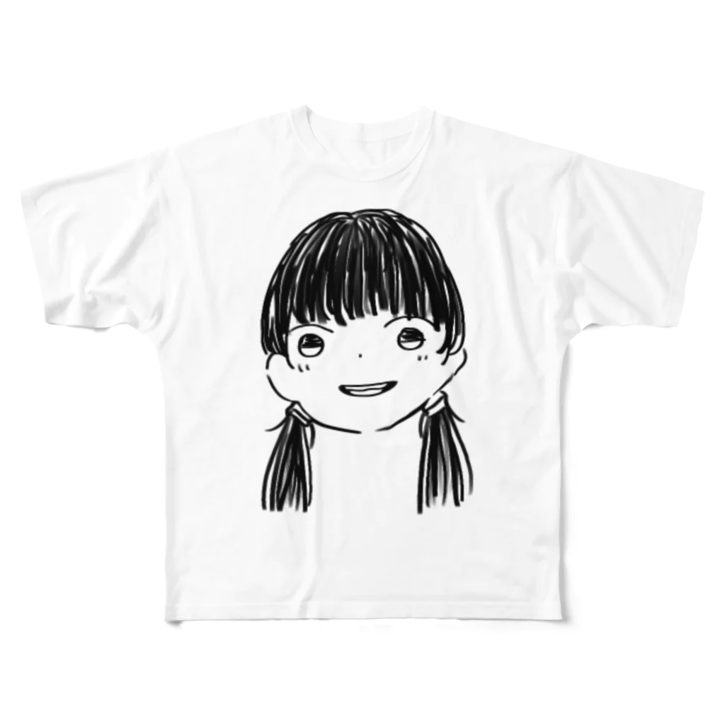 きゅーちゃんのグッズの黒髪Girl フルグラフィックTシャツ