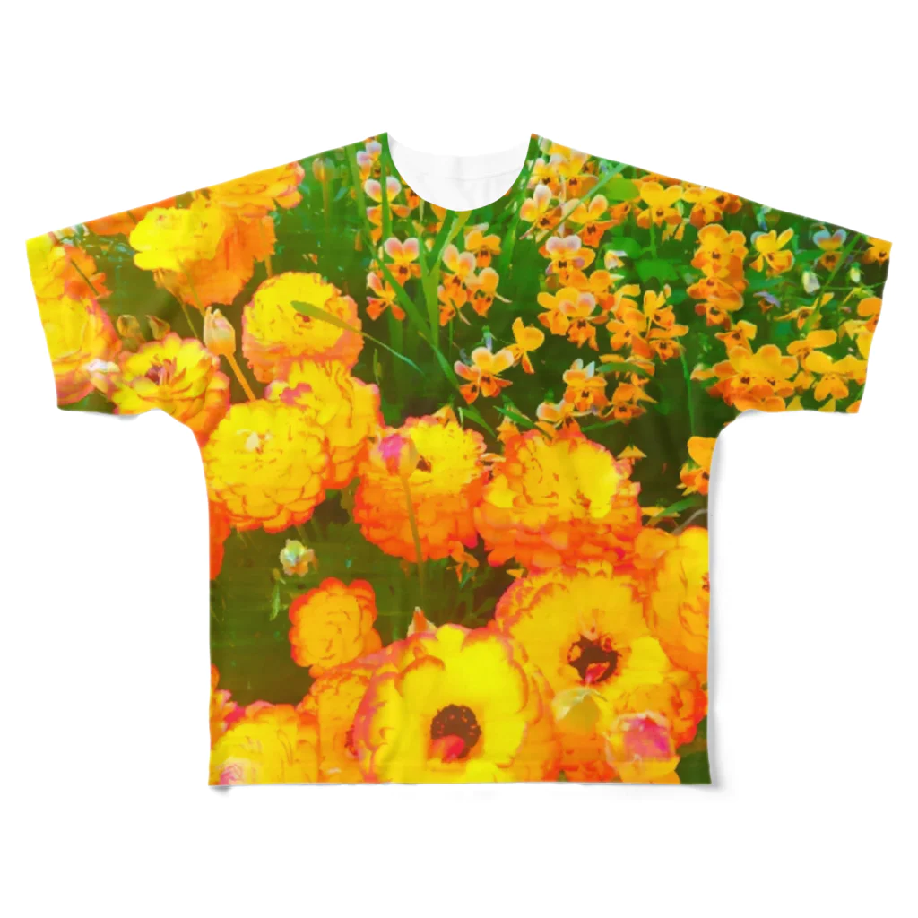 motomo.のオレンジの花 All-Over Print T-Shirt