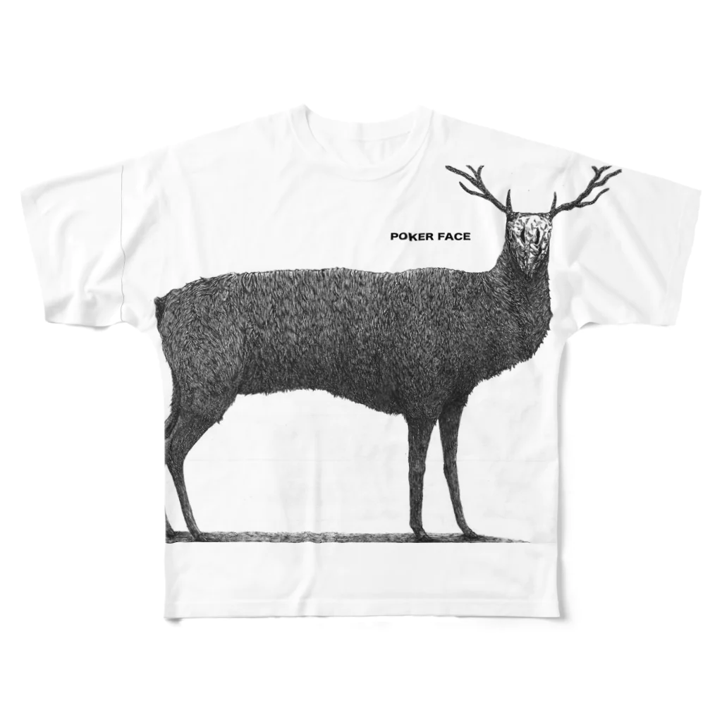 キリフリ谷の藝術祭のPOKER FACE 白 All-Over Print T-Shirt