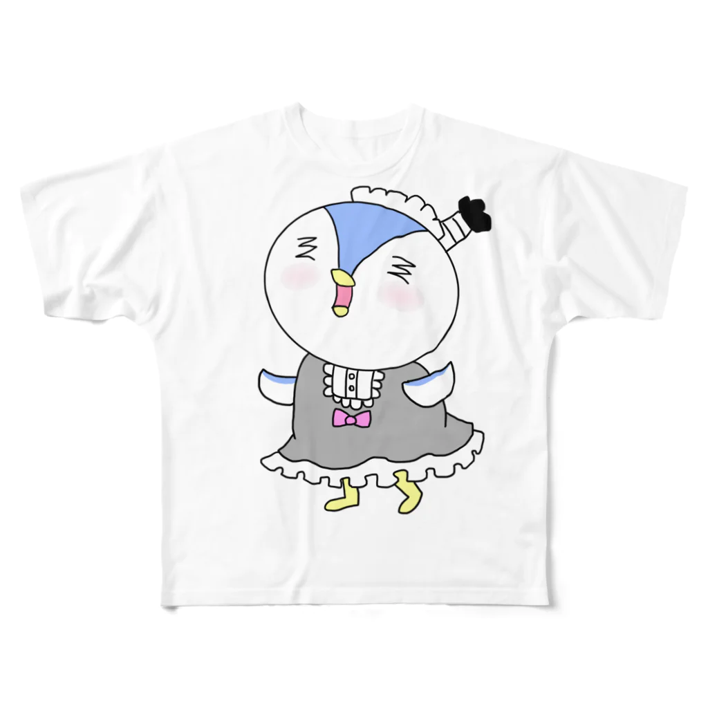 ひよっこひよこのペンギン侍のメイド姿 フルグラフィックTシャツ