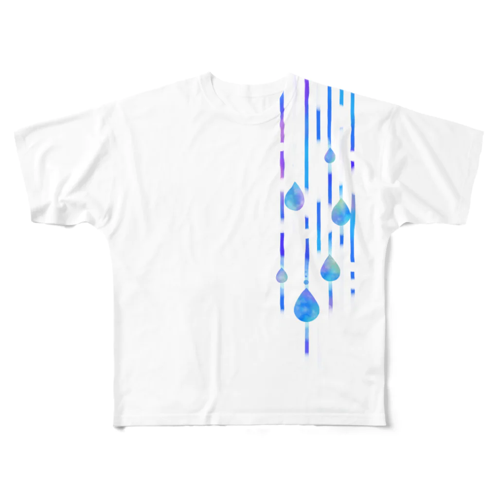 tukurunoの雨の日のお散歩 フルグラフィックTシャツ