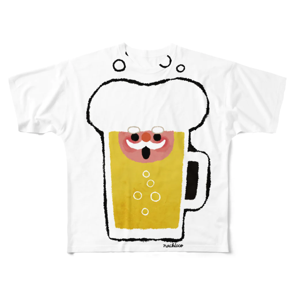 nachiccoのBEER KING! フルグラフィックTシャツ