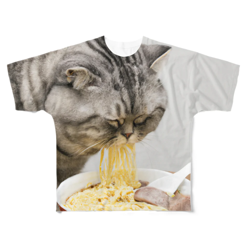 変なAIばっかのＴシャツ屋さんのラーメンでぶ猫 フルグラフィックTシャツ