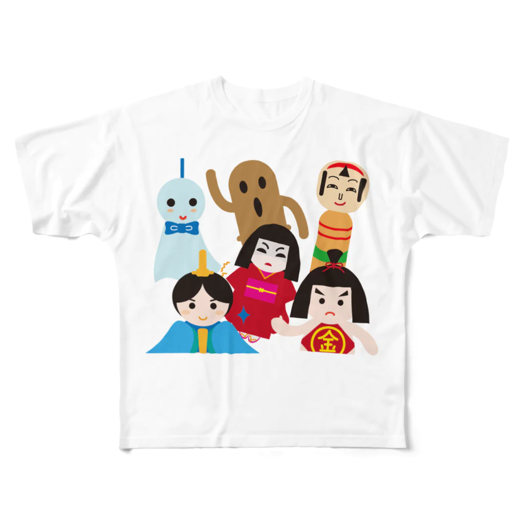 フォーヴァの日本の人形ALL－hina doll and dolls of the world－お雛はんと世界の人形たち－ All-Over Print T-Shirt