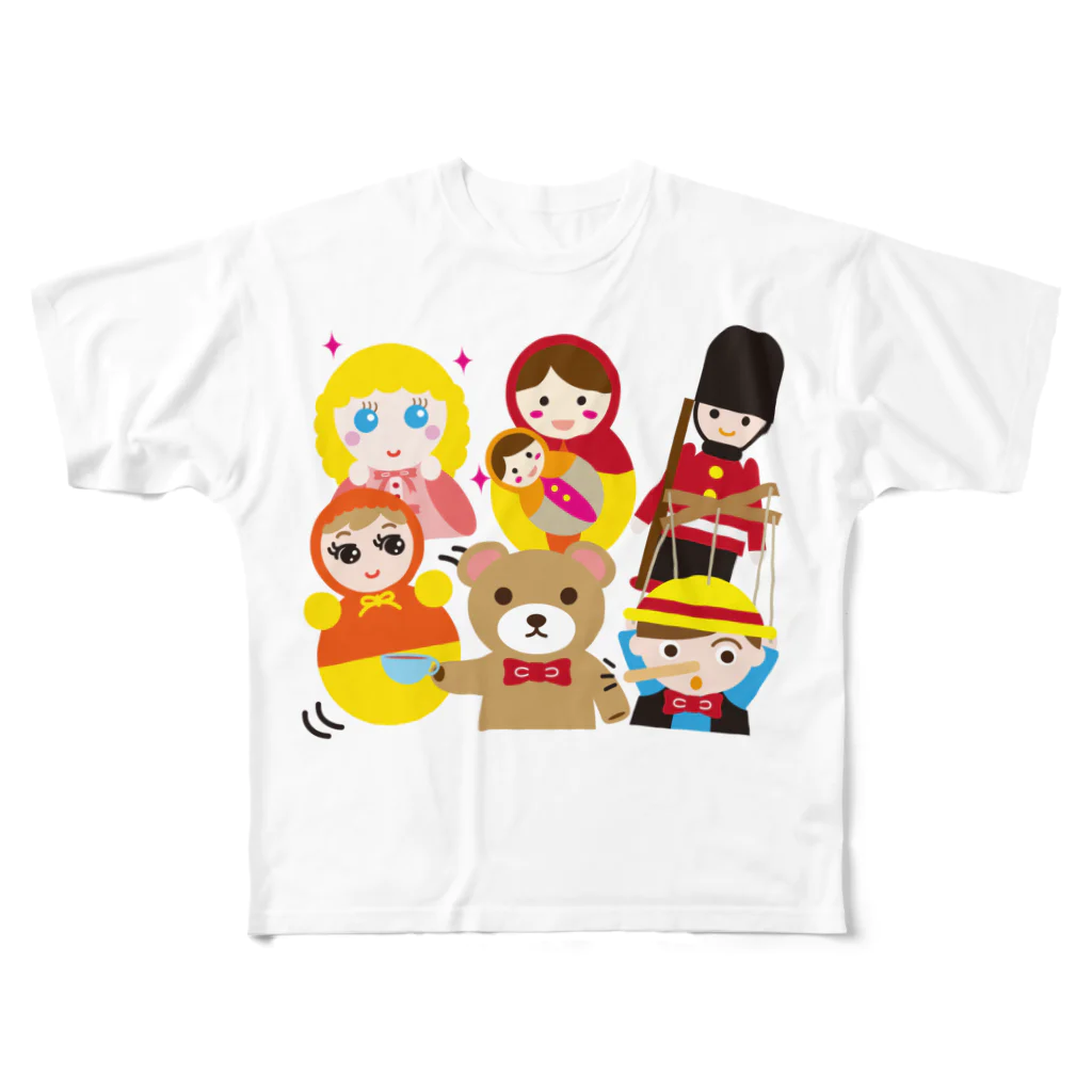 フォーヴァの世界の人形ALL－hina doll and dolls of the world－お雛はんと世界の人形たち－ All-Over Print T-Shirt