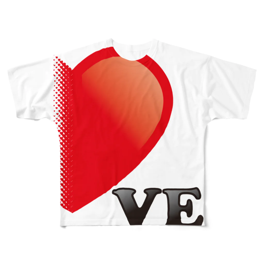 モルTの【suzuri店限定】光沢風でドットが♥　ラブラブ　VE　ペアルック  All-Over Print T-Shirt