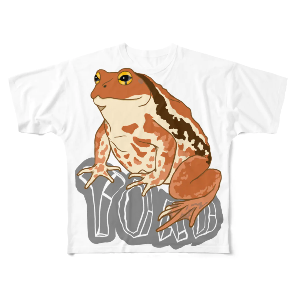 LalaHangeulのTOAD (ヒキガエル) 英字バージョン フルグラフィックTシャツ