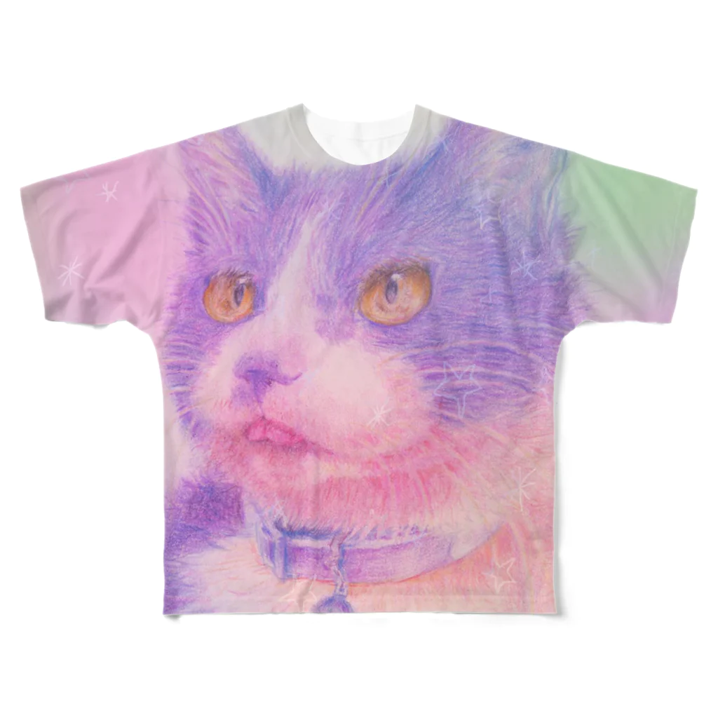 Miwa Kasumiの虹色の猫 フルグラフィックTシャツ