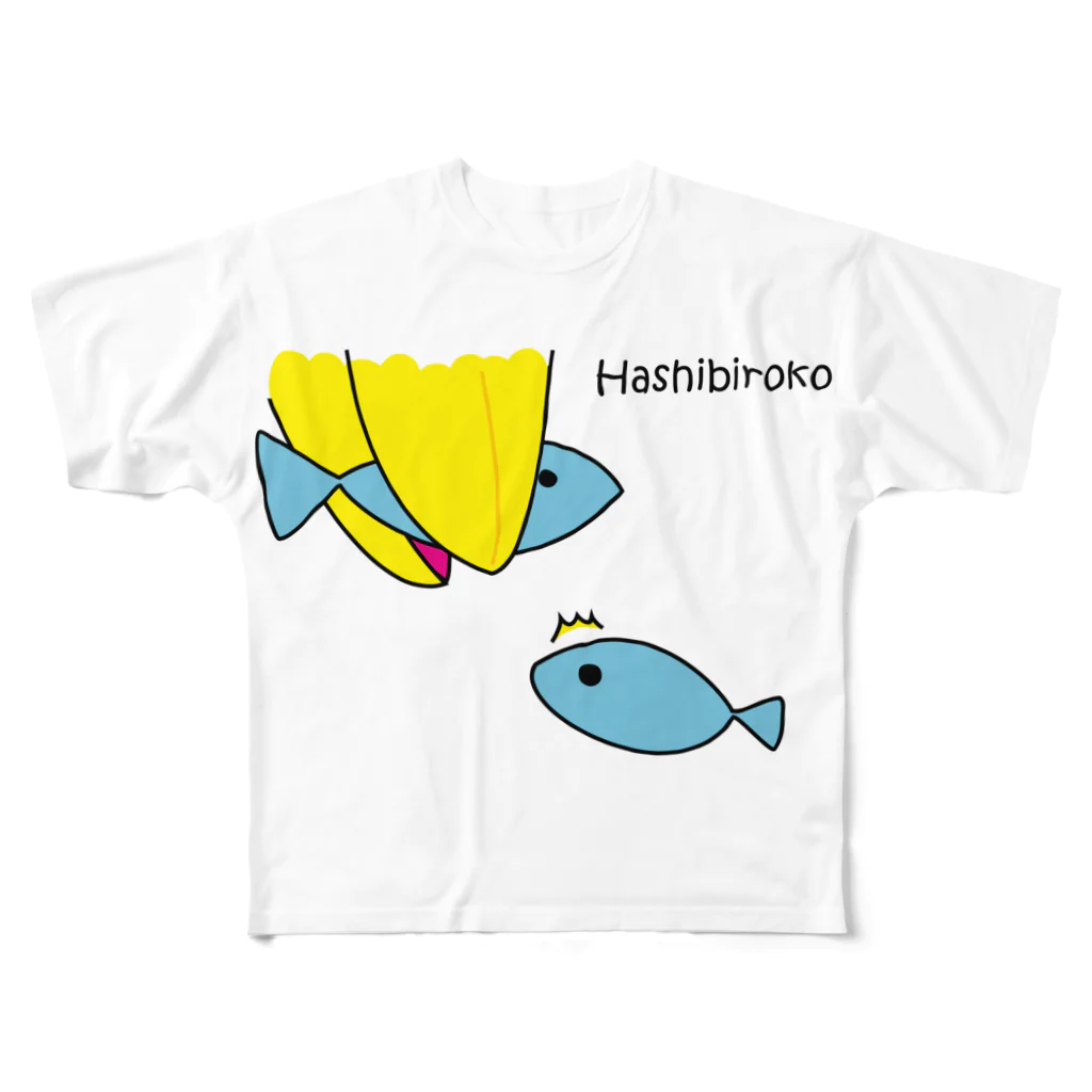 ハシビロコウさんグッズ販売★★ＦＡＮショップ★★のハシビロコウさんのお魚ゲット♪ フルグラフィックTシャツ