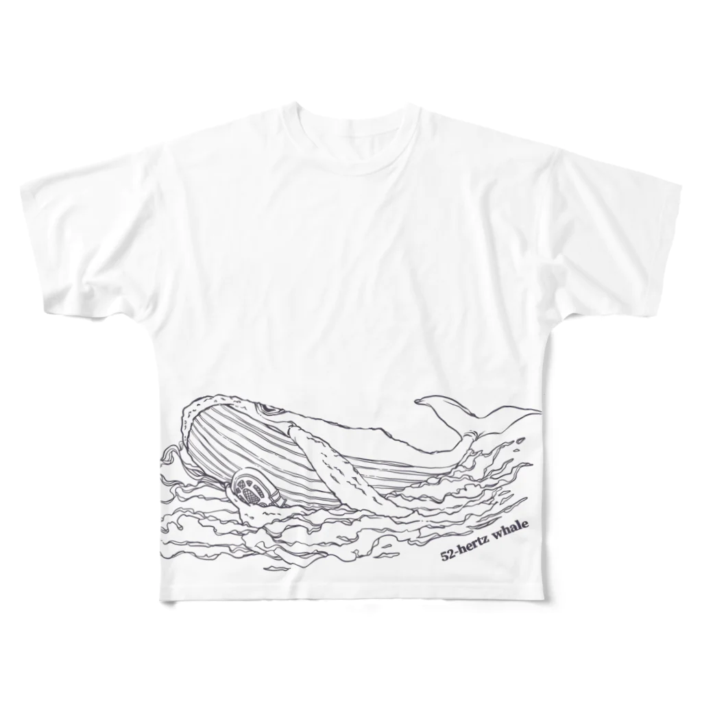 ariariartの世界でもっとも孤独なクジラとラジオ【チャリティー】 All-Over Print T-Shirt