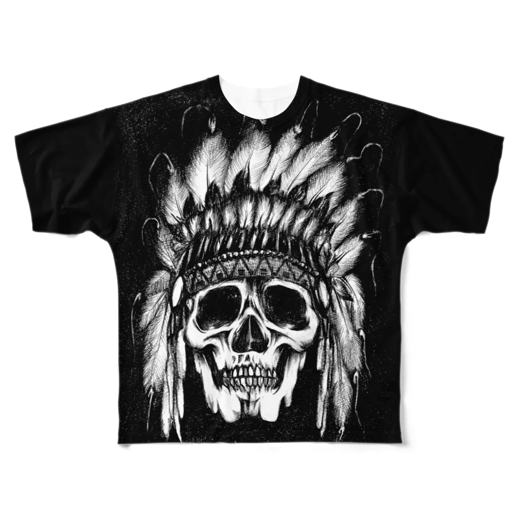 DieodeDesign2022のIndian Skull Face All-Over Print T-Shirt